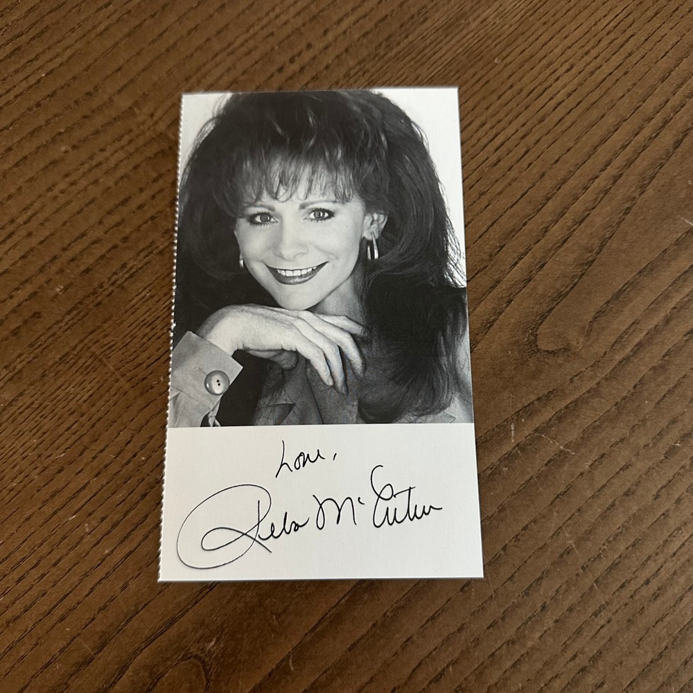 Reba McEntire Vintage Black and White Photo Card Printed Signature Memorabilia‎